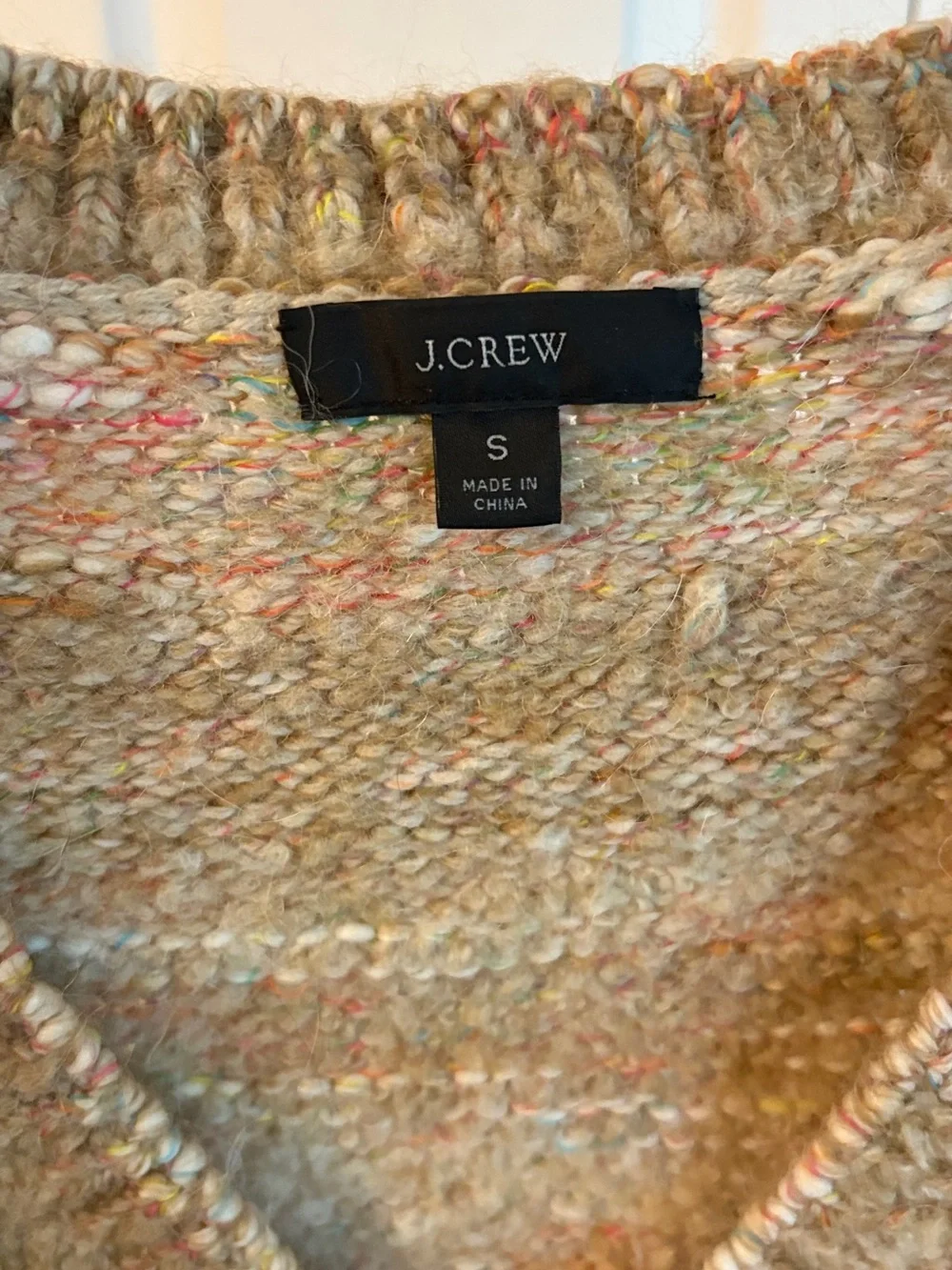 J. CREW Puff-sleeve V-neck sweater in space dye Wool Alpaca Blend